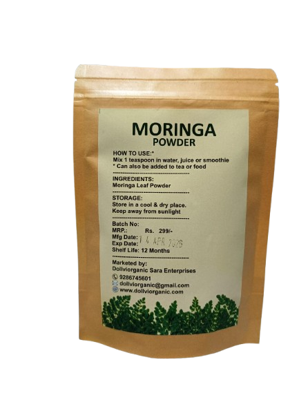 Dollvi Organic Moringa Powder | 100% Natural Drumstick Leaf Powder | Immunity Booster | For Weight Loss, Skin & Hair