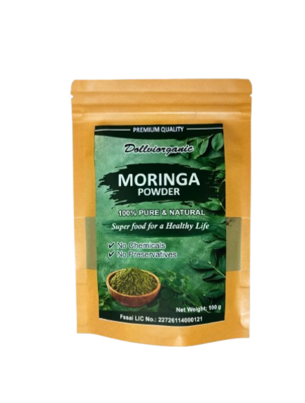 Dollvi Organic Moringa Powder | 100% Natural Drumstick Leaf Powder | Immunity Booster | For Weight Loss, Skin & Hair