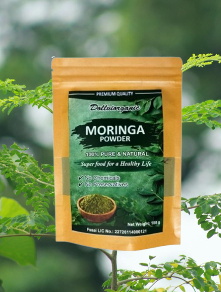 Dollvi Organic Moringa Powder | 100% Natural Drumstick Leaf Powder | Immunity Booster | For Weight Loss, Skin & Hair